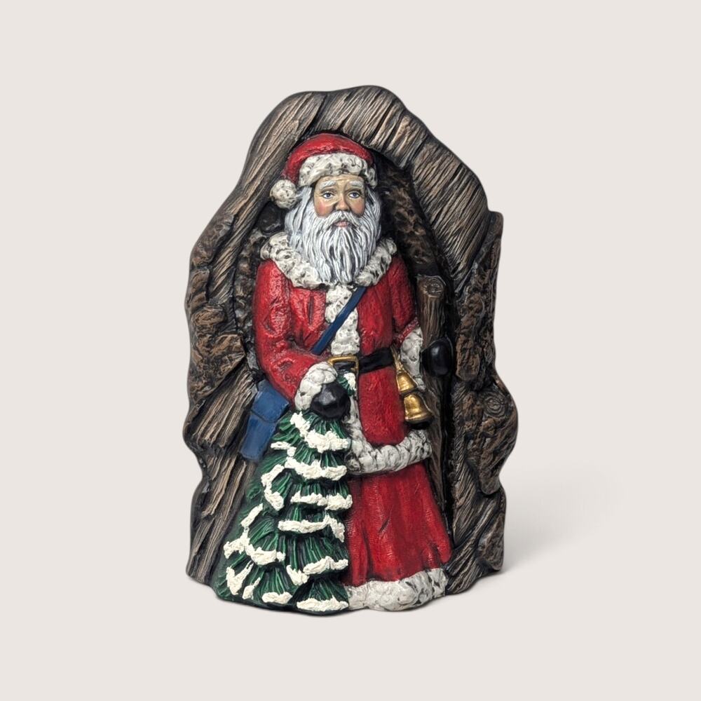 Vintage Old World Santa With Tree Ceramic Vase